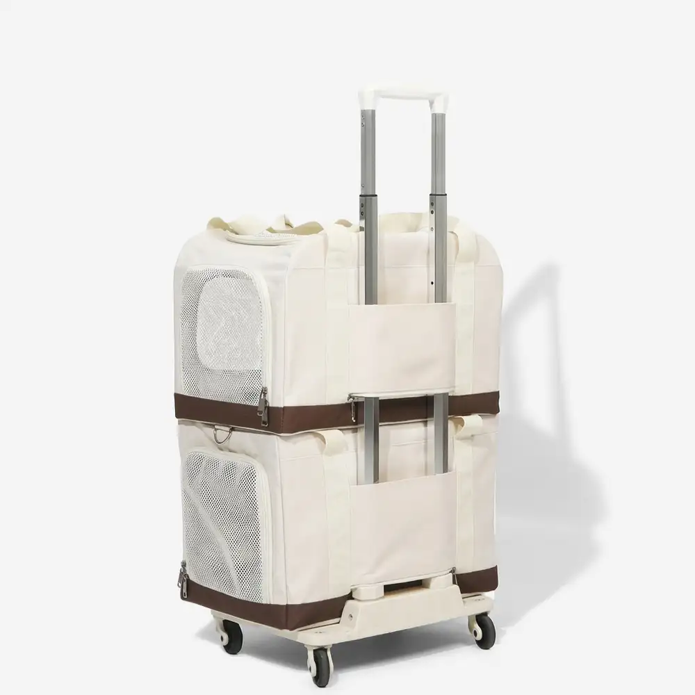 Travel Carrier Double-Layer Foldable Cat Bag with Detachable Trolley - Image 12