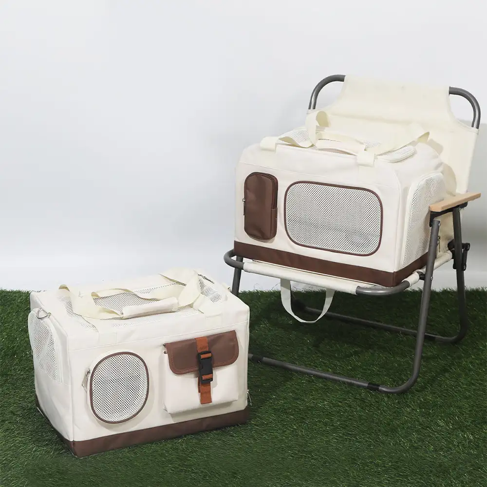 Travel Carrier Double-Layer Foldable Cat Bag with Detachable Trolley - Image 3