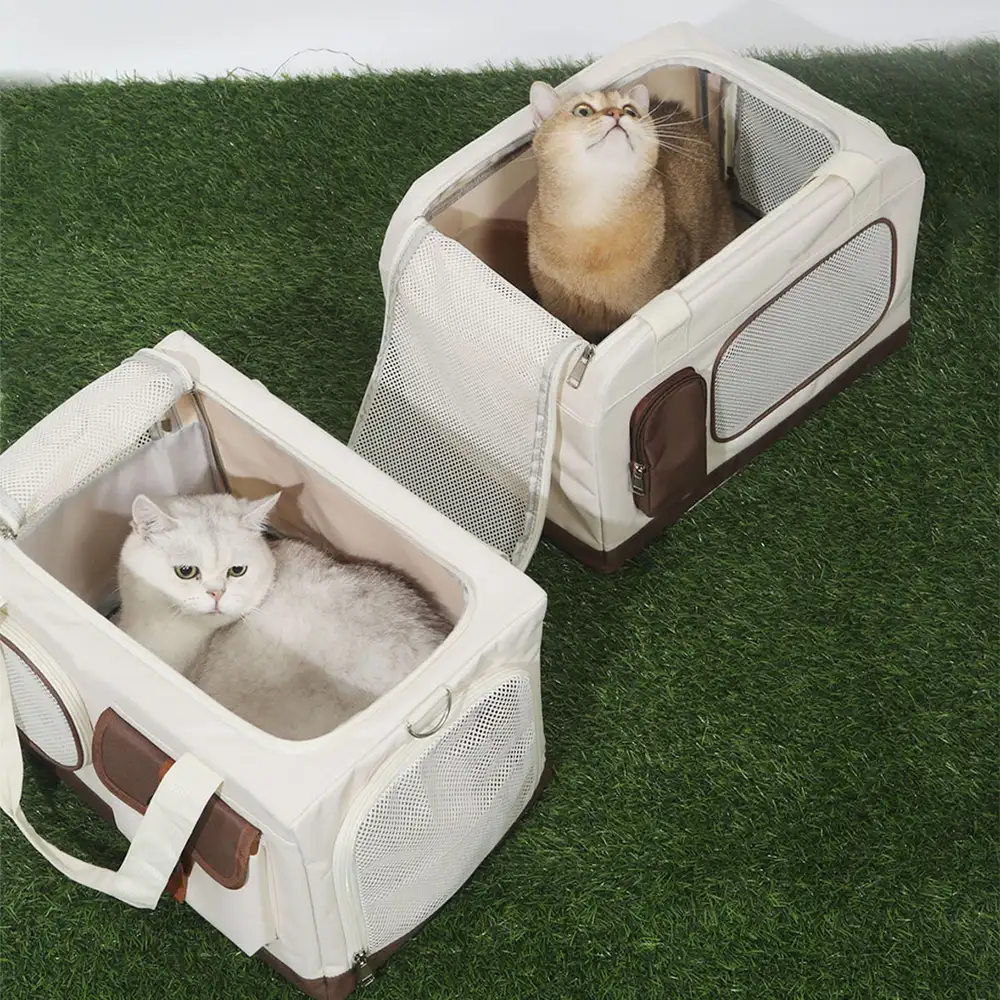 Travel Carrier Double-Layer Foldable Cat Bag with Detachable Trolley - Image 6
