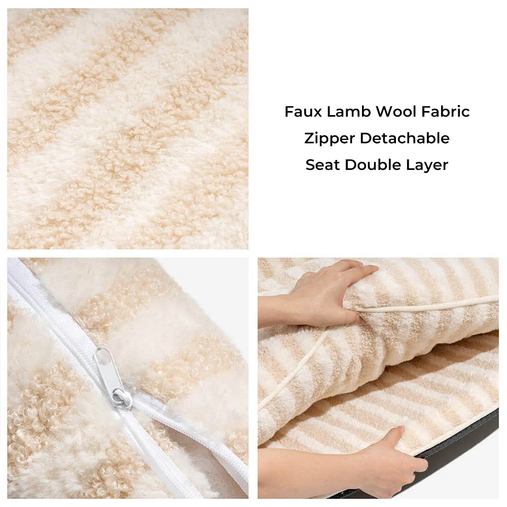 Trendy Striped Faux Lambswool Double Layer Cat Couch Sofa Bed - Image 6