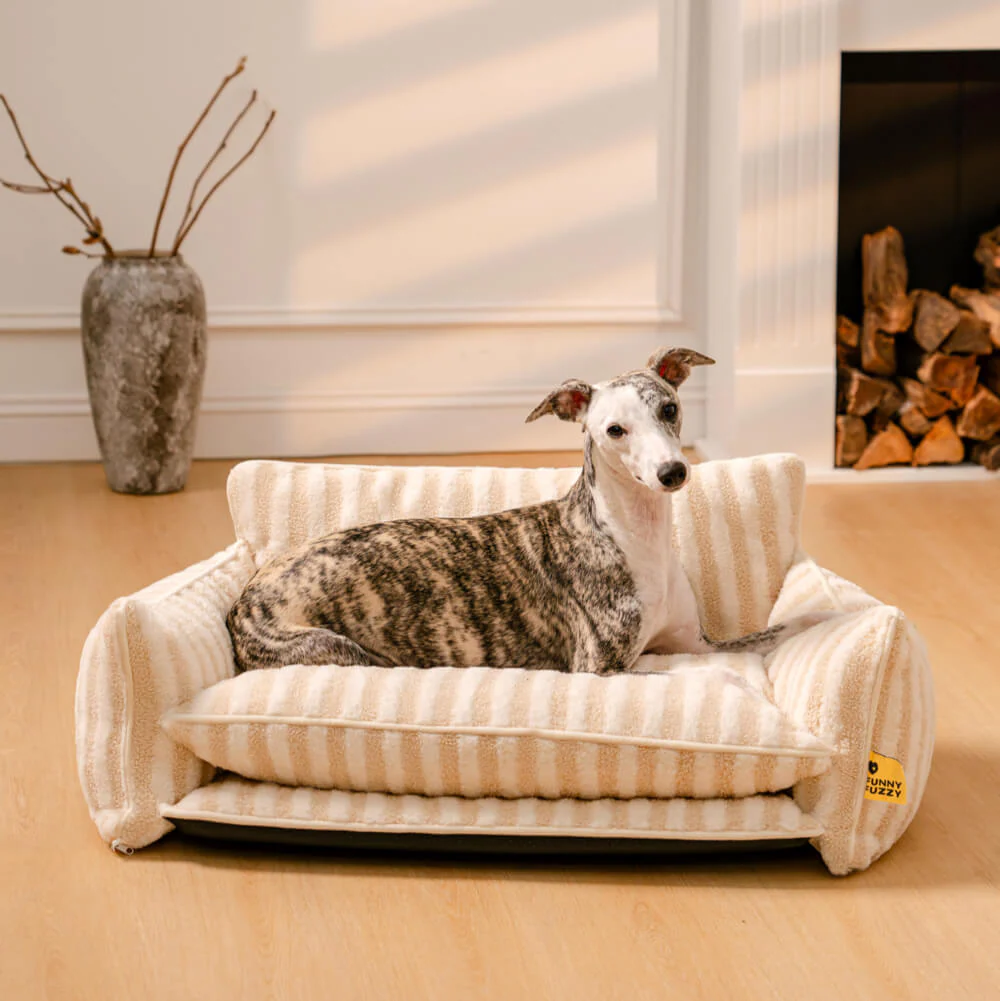 Trendy Striped Faux Lambswool Double Layer Dog & Cat Sofa Bed - Outdoor - Image 13