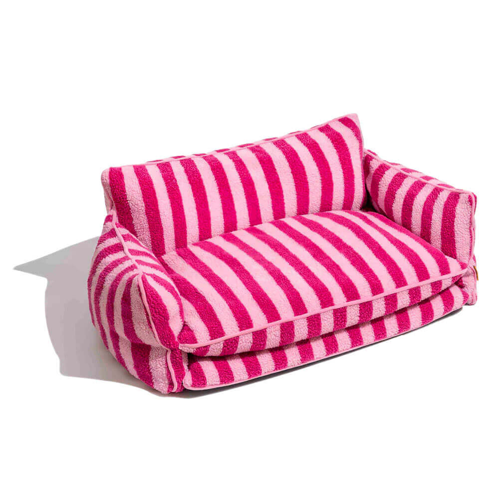 Trendy Striped Faux Lambswool Double Layer Dog & Cat Sofa Bed - Outdoor - Image 28