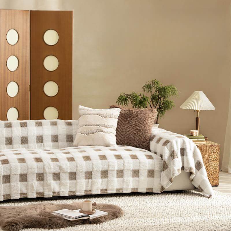 Ultra-Soft Plush Full-Cover Checkerboard Couch Cover - Image 6