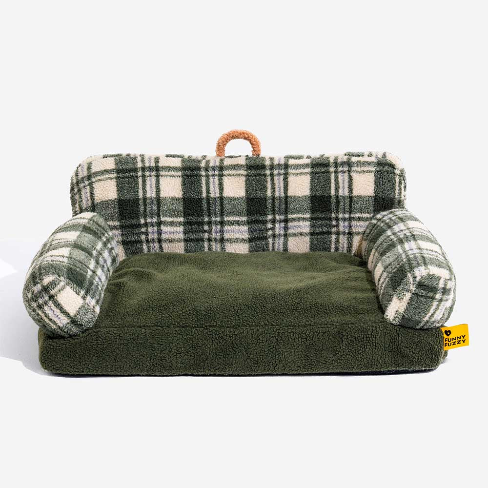 Vintage Checkered Washable Cozy Support Calming Dog & Cat Sofa Bed - Image 14