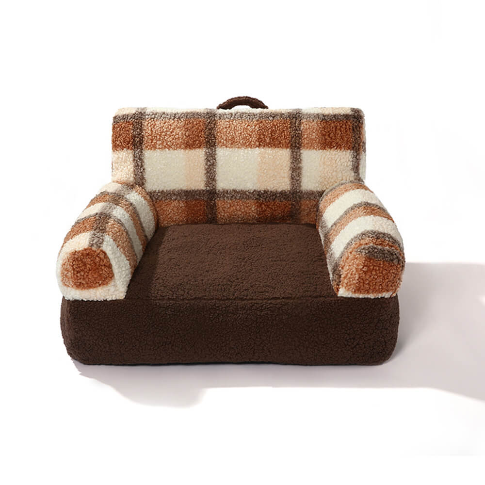 Vintage Checkered Washable Cozy Support Calming Dog & Cat Sofa Bed - Image 17