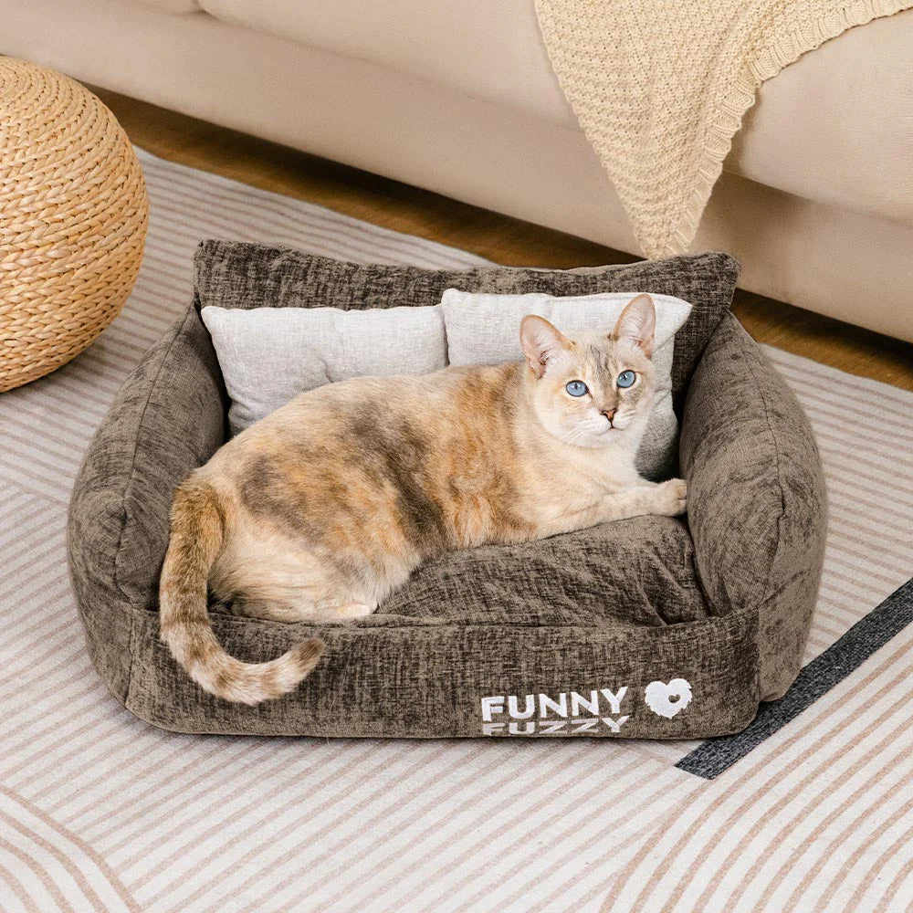 Vintage Chenille Washable Soft Cat Sofa Bed - Image 11