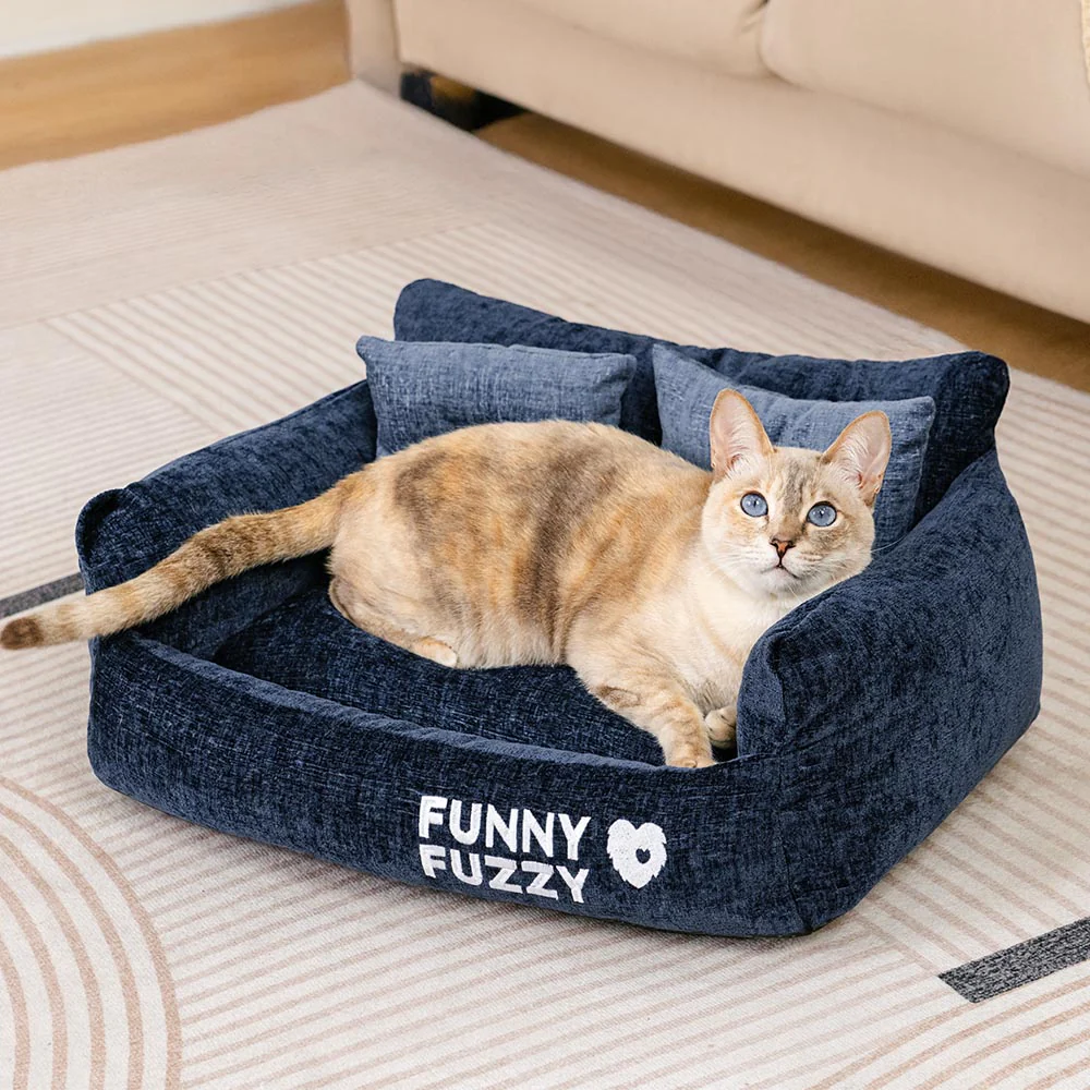 Vintage Chenille Washable Soft Cat Sofa Bed - Image 2