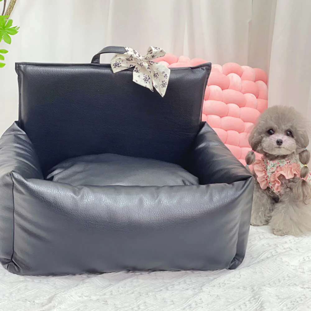 Vintage Floral Faux Leather Waterproof Anti-Scratch Puppy Dog Bed - Image 10