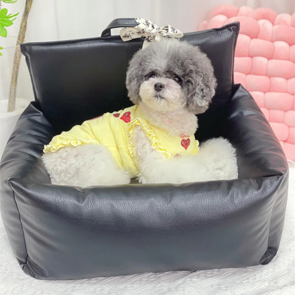 Vintage Floral Faux Leather Waterproof Anti-Scratch Puppy Dog Bed - Image 3
