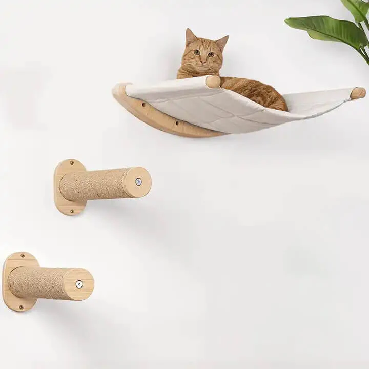 Wall-Mounted Cat Shelves Cat Wall Hammock with Steps - Image 6