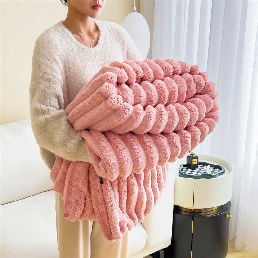 Warm Faux Rabbit Plush Sofa Throw Blanket Human Dog Blanket - Image 12