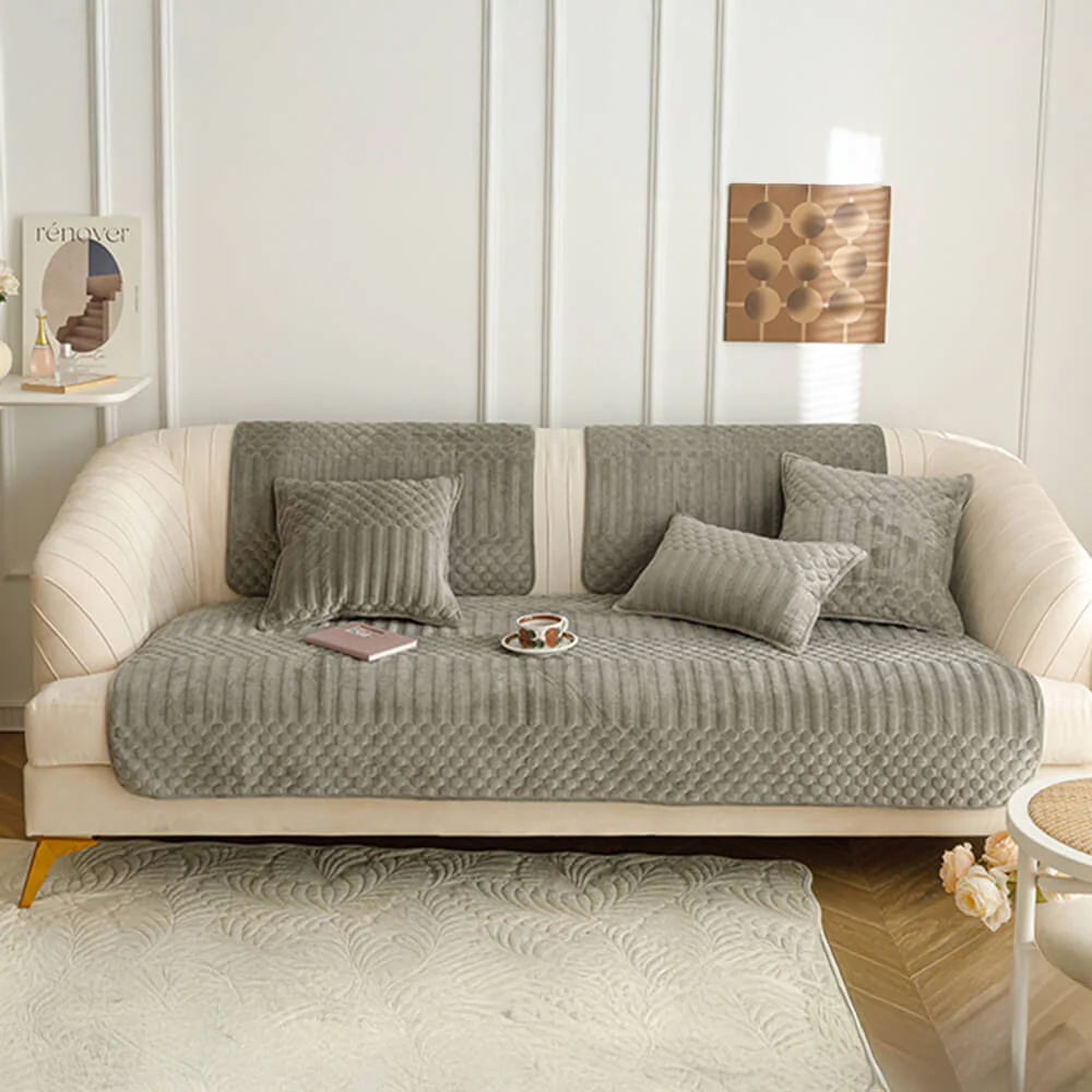 Warm Plush Vintage Non-Slip Couch Cover - Image 3
