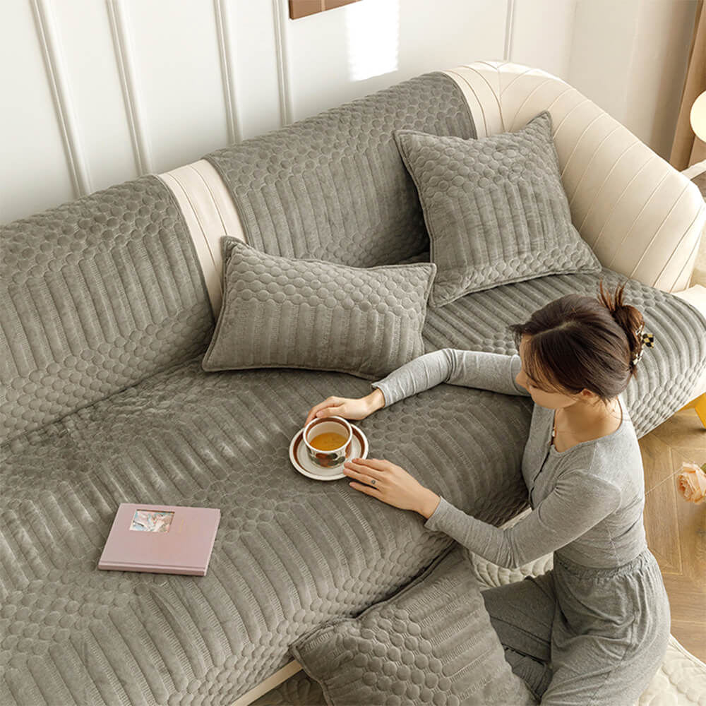 Warm Plush Vintage Non-Slip Couch Cover - Image 7