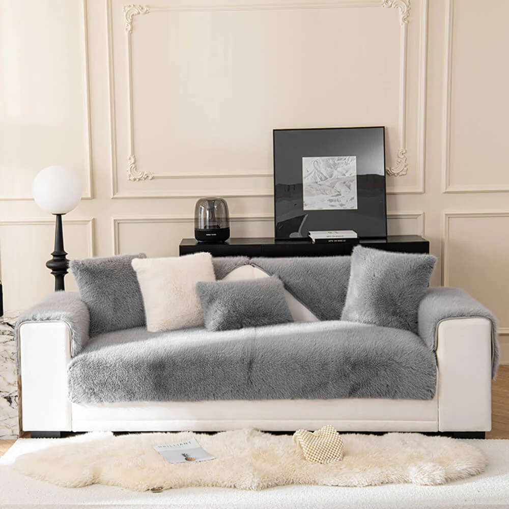 Warm Thick Faux Fur Sofa Protector Non-Slip Couch Cover - Image 13