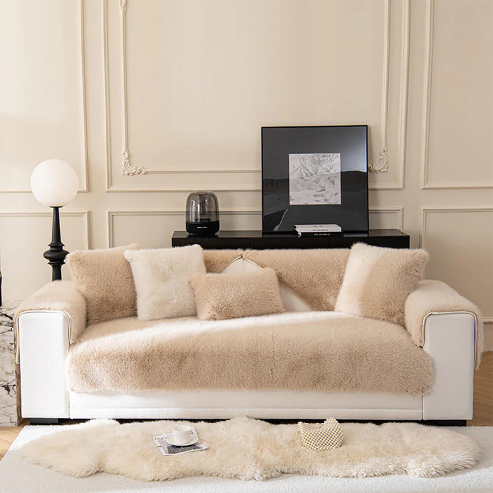 Warm Thick Faux Fur Sofa Protector Non-Slip Couch Cover - Image 14