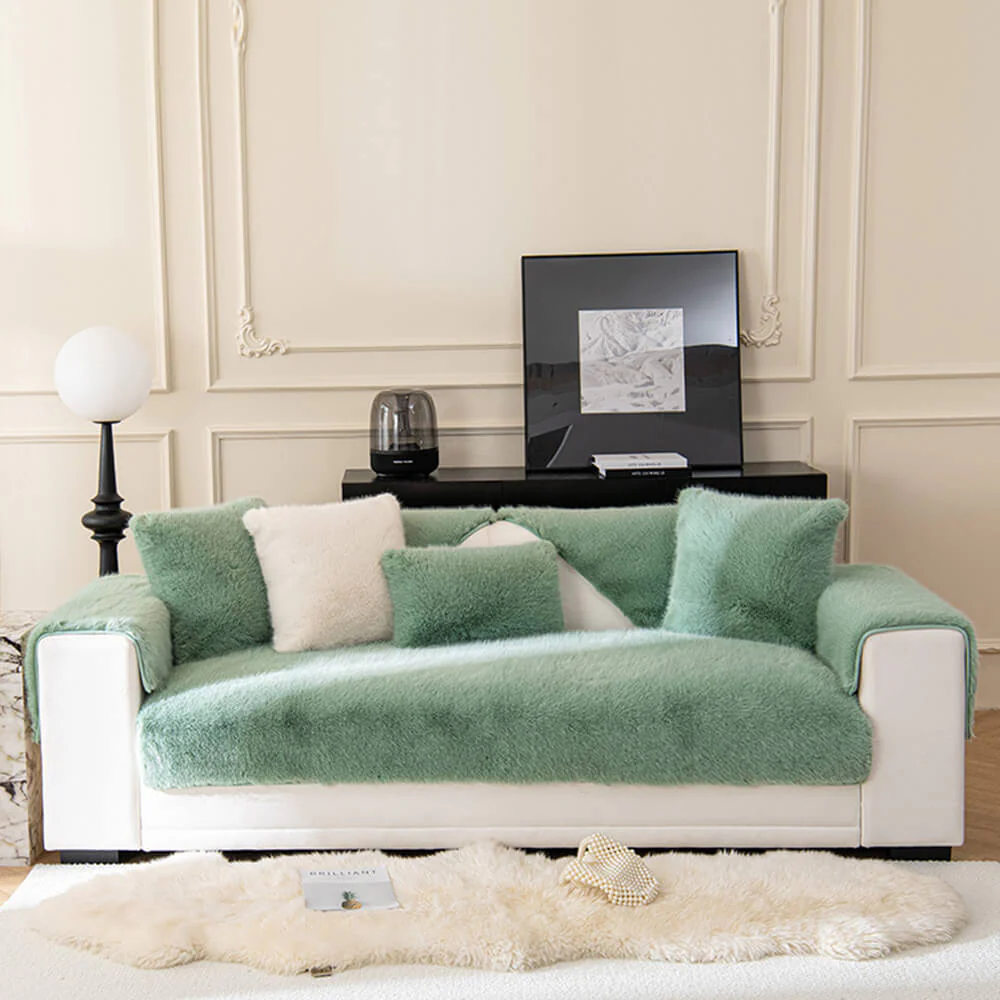 Warm Thick Faux Fur Sofa Protector Non-Slip Couch Cover - Image 15