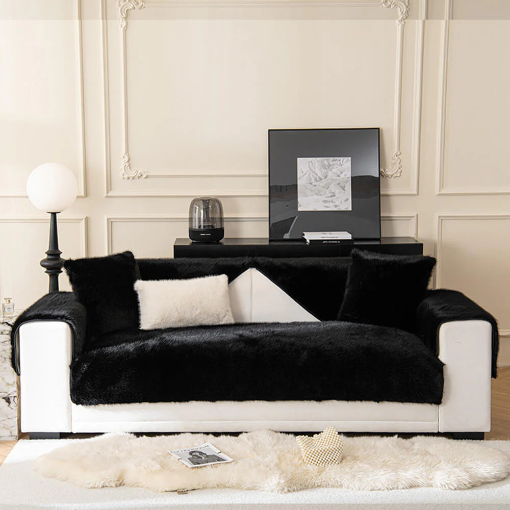 Warm Thick Faux Fur Sofa Protector Non-Slip Couch Cover - Image 16