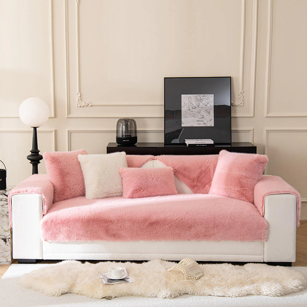 Warm Thick Faux Fur Sofa Protector Non-Slip Couch Cover - Image 17