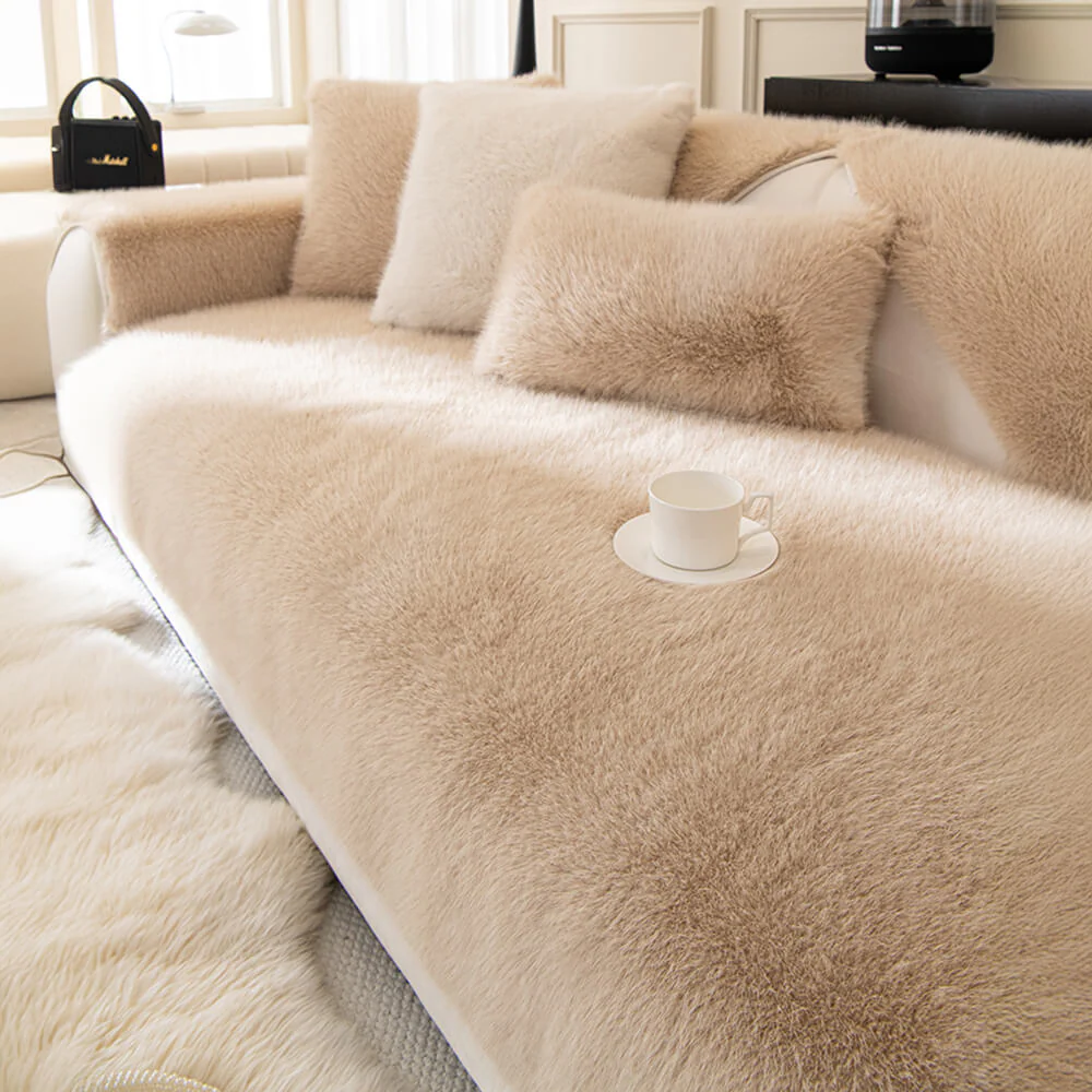 Warm Thick Faux Fur Sofa Protector Non-Slip Couch Cover - Image 3