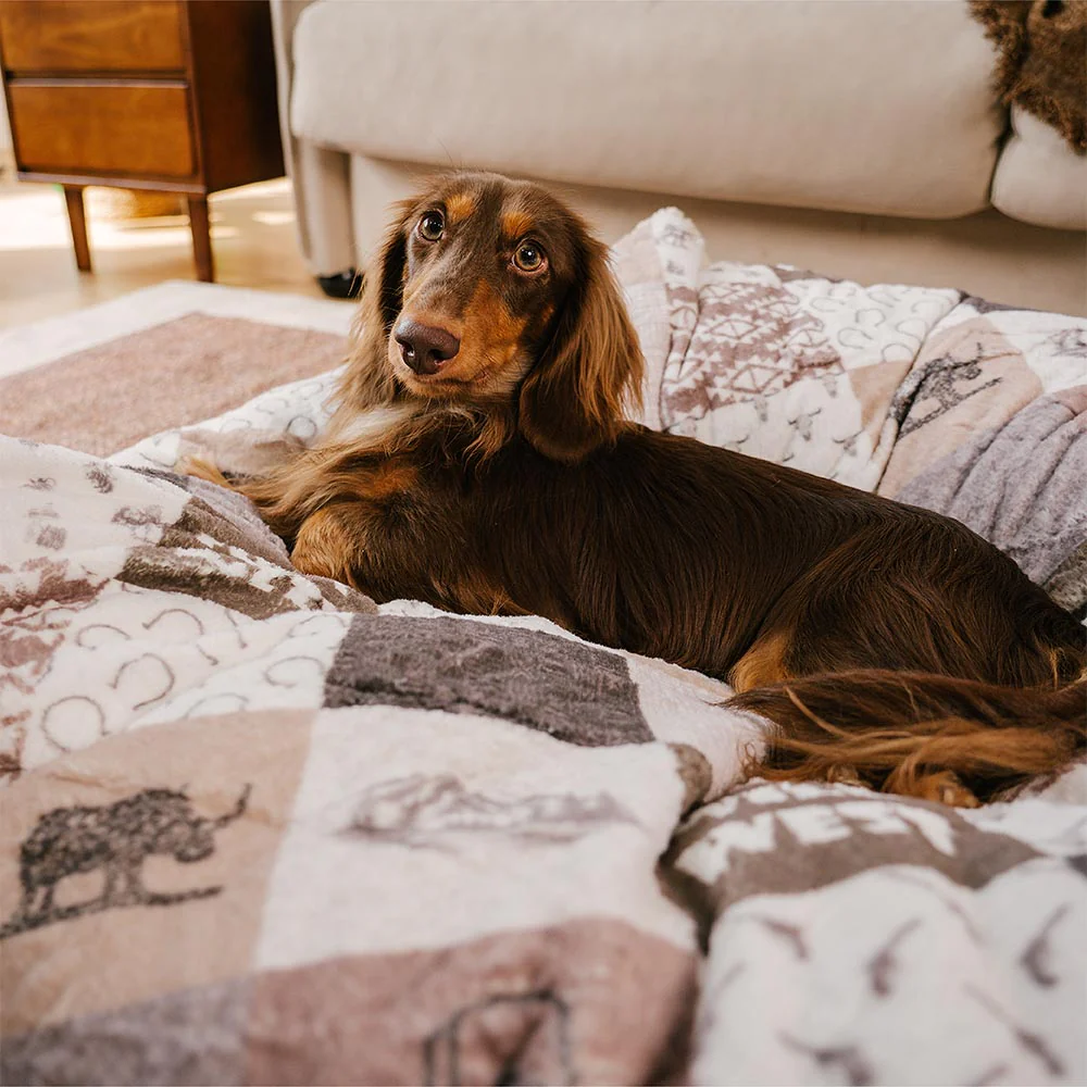 Washable Anti-Scratch Boho Tassel Calming Round Dog Bed - Hunter Night - Image 7