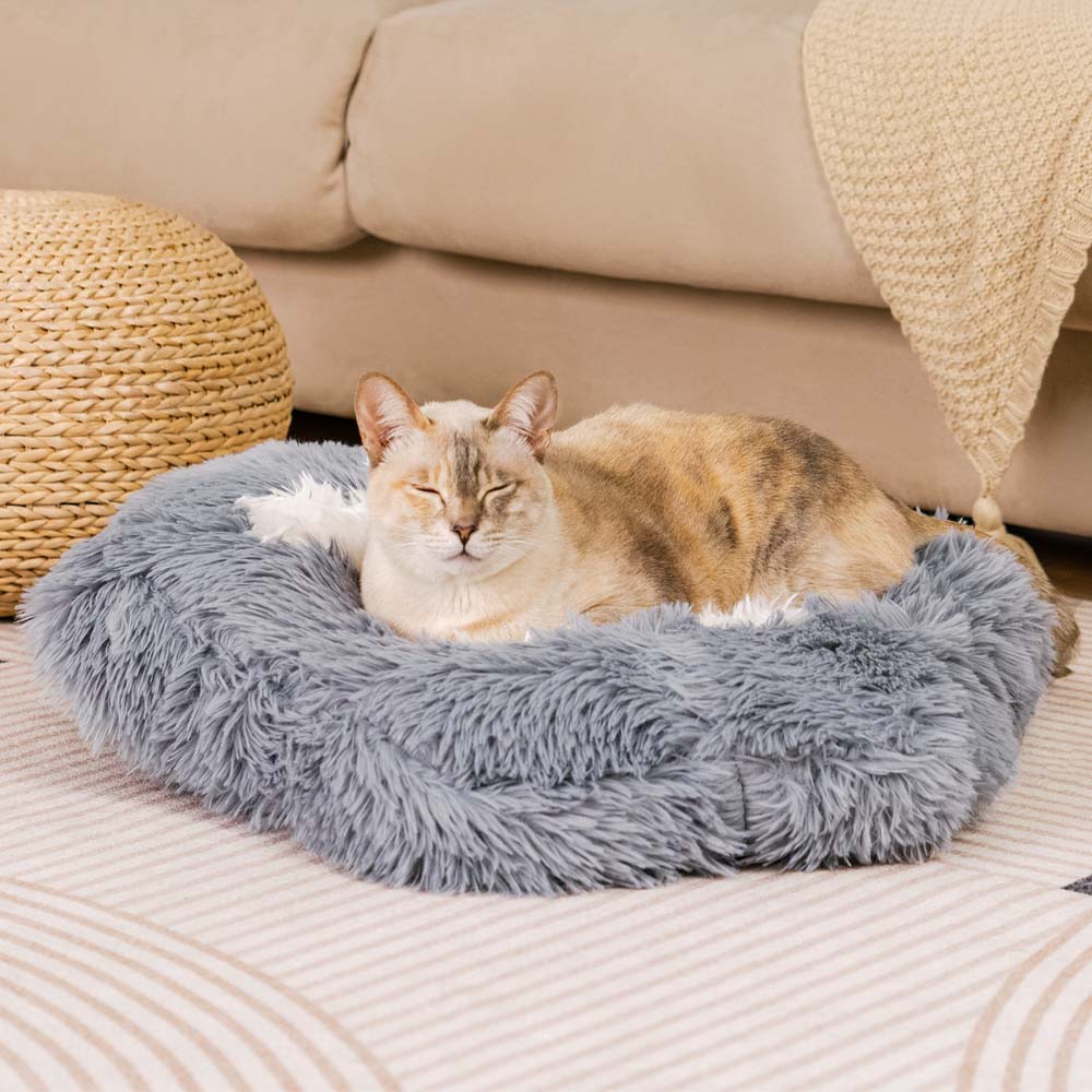 Washable Fluffy Non-Slip Cozy Cat Bed-Paw Spot - Image 2