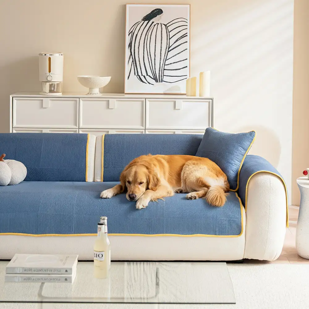 Washed Cotton Skin-Friendly Breathable Sofa Protector Non-slip Couch Cover - Image 10