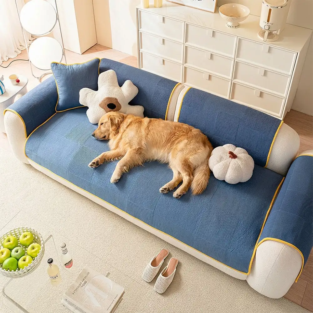 Washed Cotton Skin-Friendly Breathable Sofa Protector Non-slip Couch Cover - Image 11