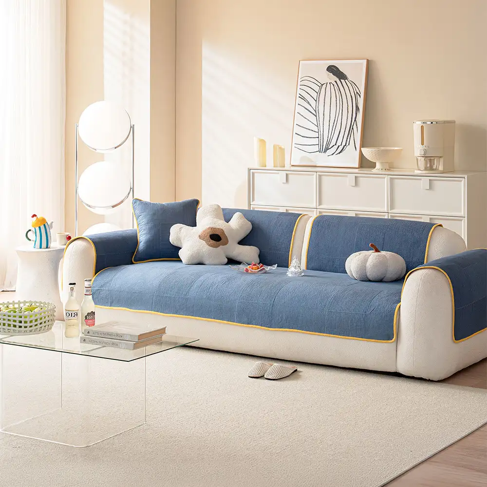 Washed Cotton Skin-Friendly Breathable Sofa Protector Non-slip Couch Cover - Image 12
