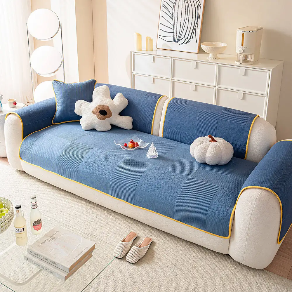 Washed Cotton Skin-Friendly Breathable Sofa Protector Non-slip Couch Cover - Image 13