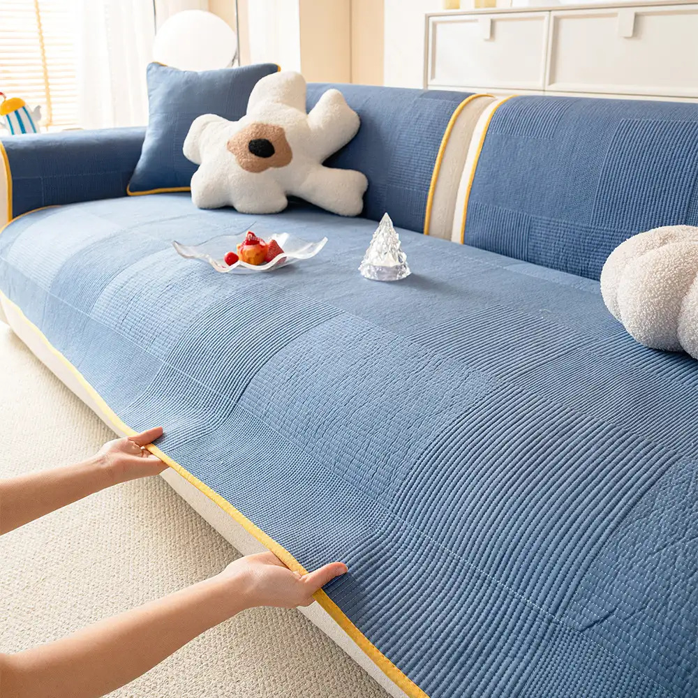 Washed Cotton Skin-Friendly Breathable Sofa Protector Non-slip Couch Cover - Image 2