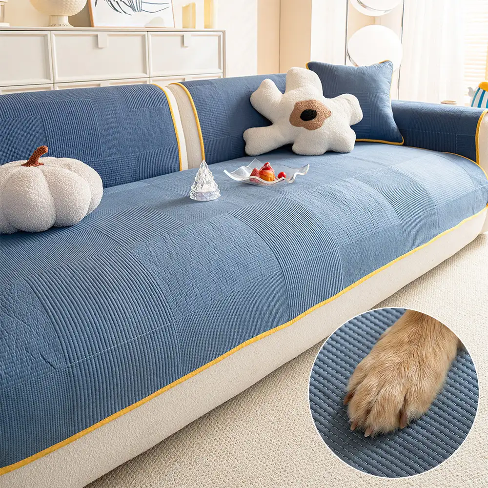 Washed Cotton Skin-Friendly Breathable Sofa Protector Non-slip Couch Cover - Image 7