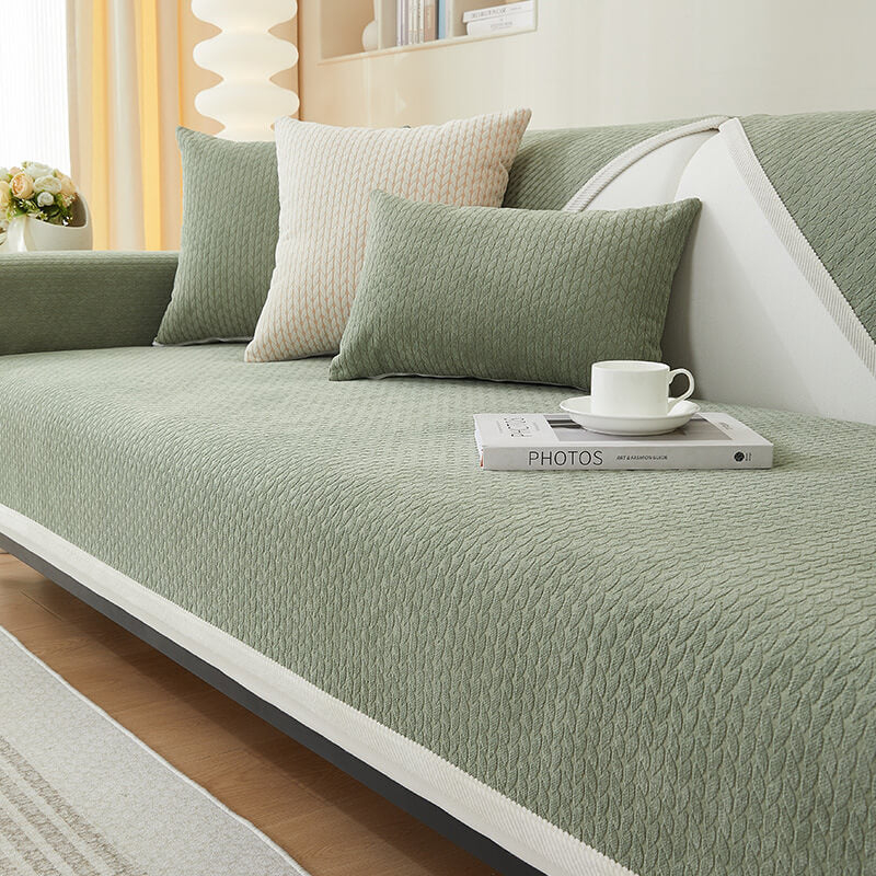 Wheat Ears Pattern Chenille Anti-Scratch Couch Cover - Image 3