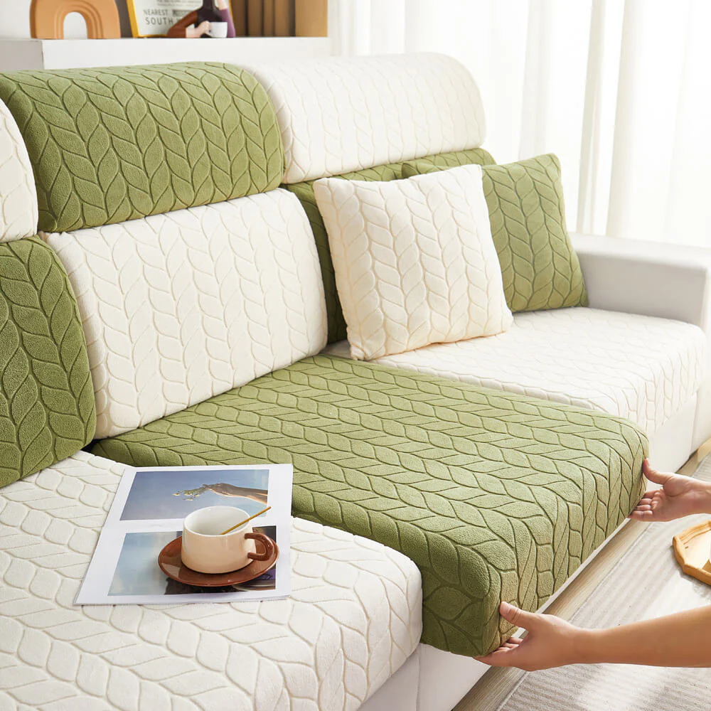Wheat Leaf Texture All-Season Universal Elastic Full Protection Magic Couch Cover - Image 12