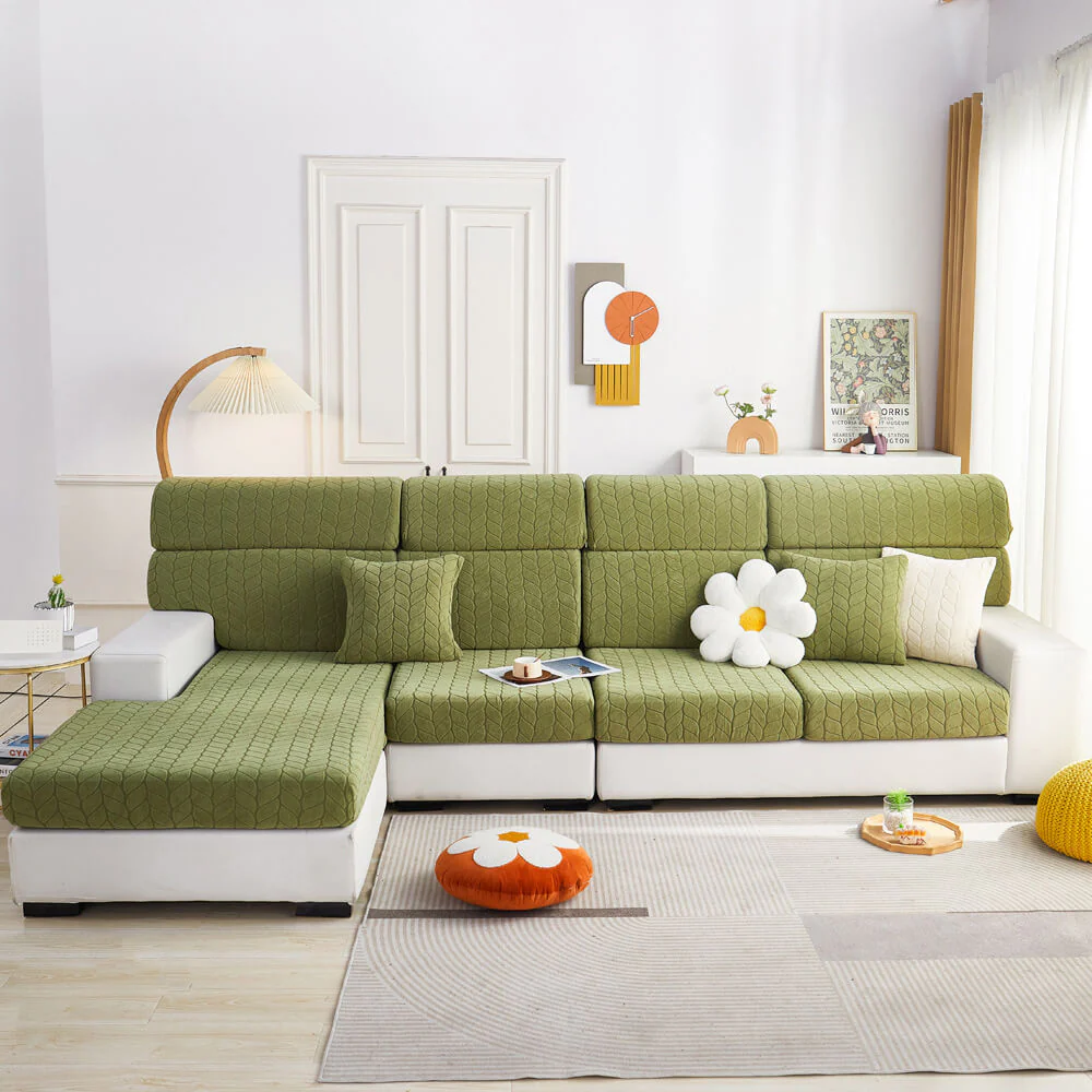Wheat Leaf Texture All-Season Universal Elastic Full Protection Magic Couch Cover - Image 13