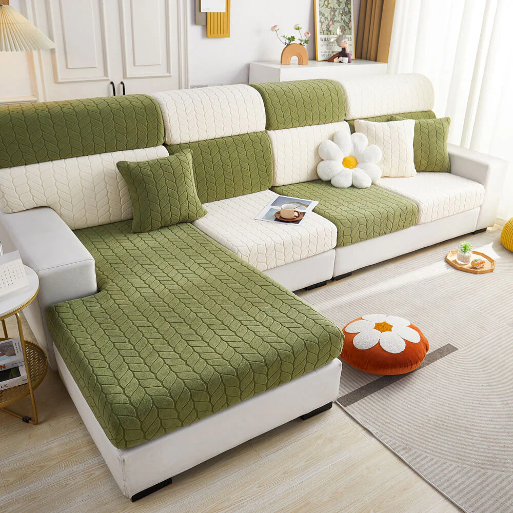 Wheat Leaf Texture All-Season Universal Elastic Full Protection Magic Couch Cover - Image 14