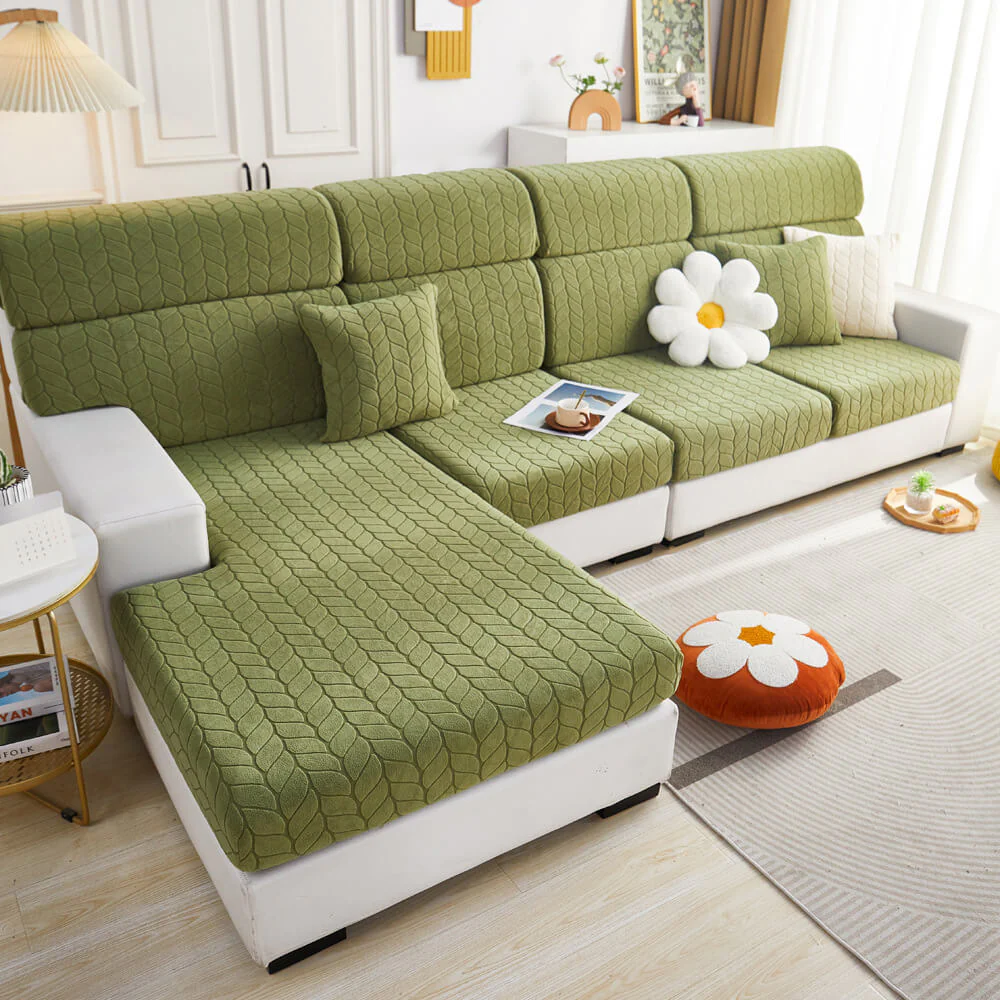 Wheat Leaf Texture All-Season Universal Elastic Full Protection Magic Couch Cover - Image 15