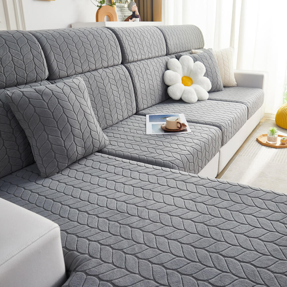 Wheat Leaf Texture All-Season Universal Elastic Full Protection Magic Couch Cover - Image 3