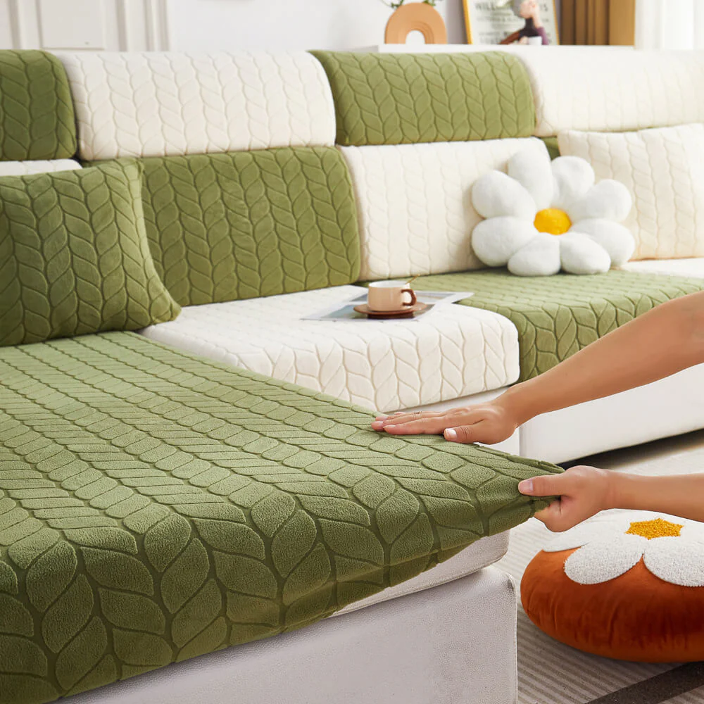 Wheat Leaf Texture All-Season Universal Elastic Full Protection Magic Couch Cover - Image 6